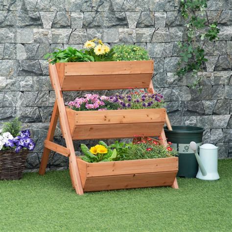 Outsunny Tier Raised Garden Bed Vertical Wooden Elevated Planter Box Hot Sex Picture