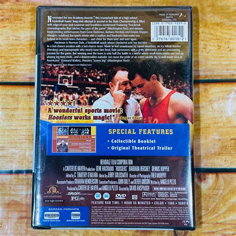 Hoosiers Dvd Gene Hackman Dennis Hopper Barbara Hersey Jerry Goldsmith