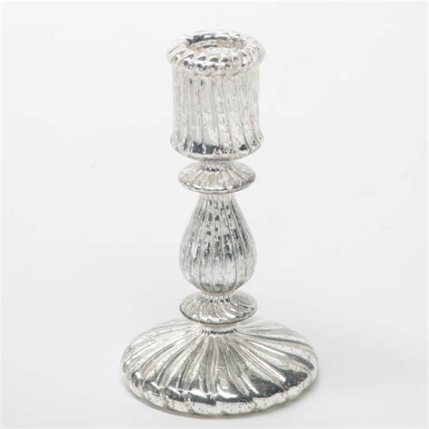 Richland Ribbed Unique Mercury Glass Taper Candle Holder Set Of 3