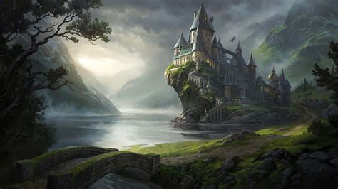 Download Hogwarts Castle Sunset Mystique Wallpaper