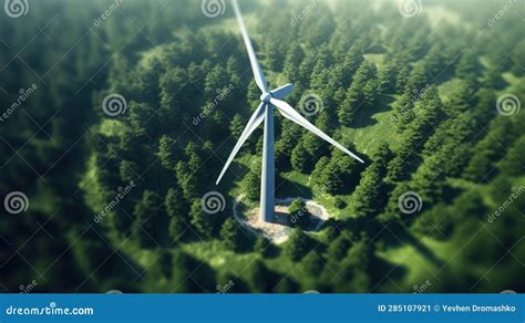 Generative Ai Wind Turbines In A Field Green Farm Landscape Environmentally Eco Friendly