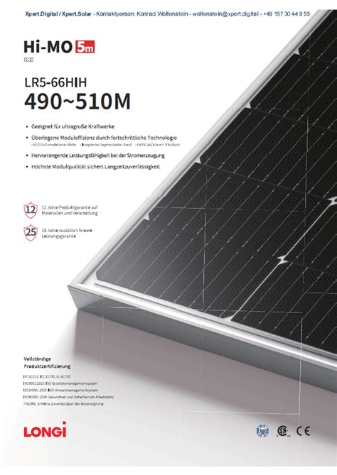 Longi Solar Hi MO 5m G2 LR5 66HIH 490 510M 490 495 500 505