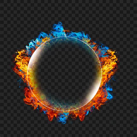 Circle Frame Blue Orange Fire Flames Png Citypng