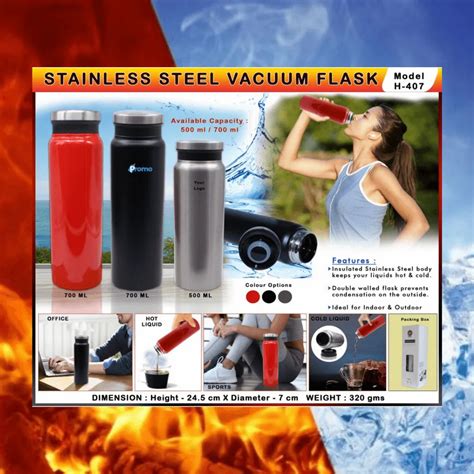 Double Wall Silver Stainless Steel Vacuum Flask H For Home