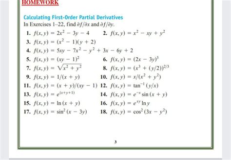 Solved Homework Calculating First Order Partial Derivatives