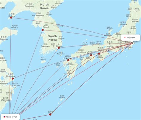 All Flight Routes From Tokyo To Taipei NRT To TPE Flight Routes