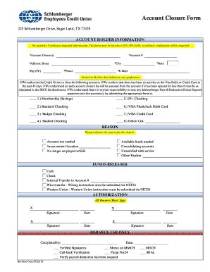 Fillable Online Account Closure Form Schlumberger Fax Email Print