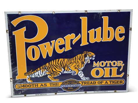 Power Lube Motor Oil With Logo Porcelain Sign Auburn Fall Rm