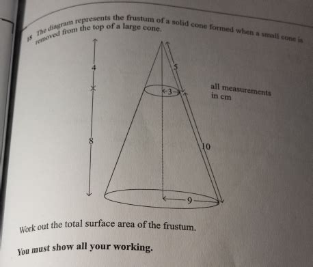 Solved Removed From The Top Of A Large Cone 18 The Diagram Represents