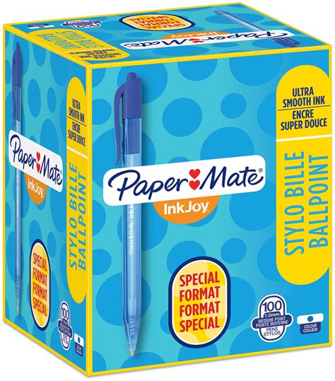 Papermate Inkjoy Retractable Ballpoint Pen Medium Blue Box Of