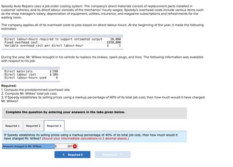 Solved Speedy Auto Repairs Uses A Job Order Costing System Chegg