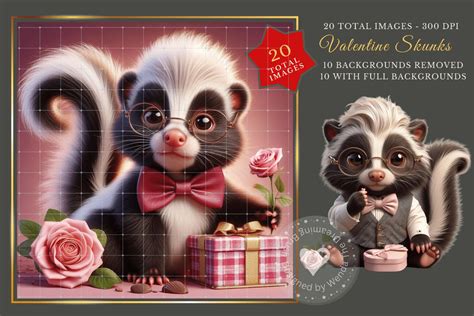 Valentine Skunk Digital Download Prints 20 Adorable Designs For All