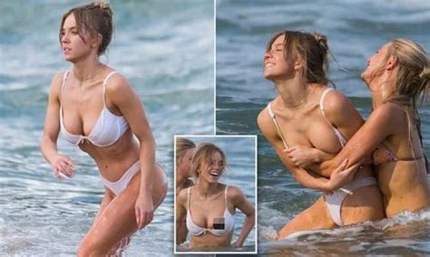 Euphoria Star Sydney Sweeney S Nip Slips Out As She Goes Swimming In