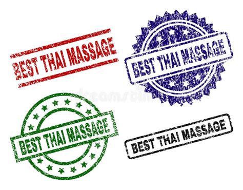 Scratched Textured Best Thai Massage Stamp Seals Stock Vector