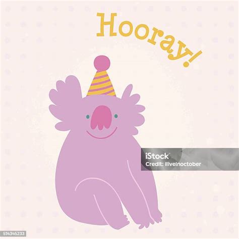 Happy Birthday Card With Koala向量圖形及更多享受圖片 享受 兒童 創作性 Istock