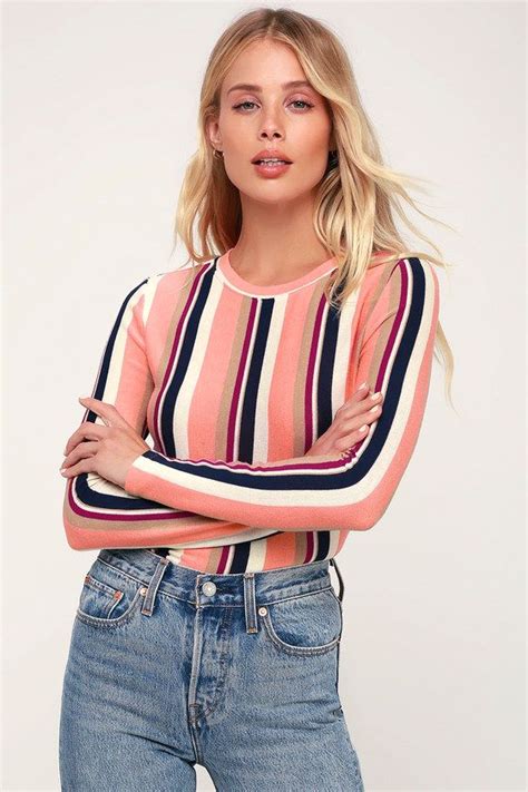 The Lulus Some Stripe Of Way Coral Multi Striped Sweater Top Has Us