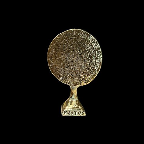 Minoan Disc Of Phaistos Greek Statue Museum Replica Bronze Office