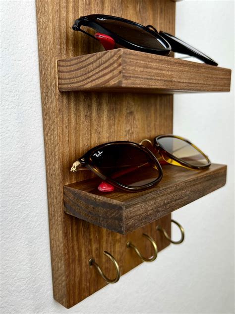 Floating Sunglasses Shelf With Key Hooks Entryway Etsy