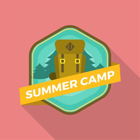 Flat Summer Camp Patch With Hiking Backpack Vector Illustration 208257