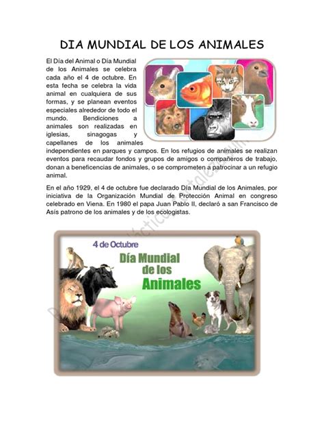 Dia Mundial De Los Animales Pdf