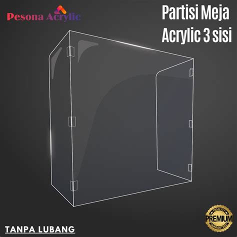 Partisi Akrilik Sekat Pembatas Meja Acrylic Model 3 Sisi Ukuran 80cm