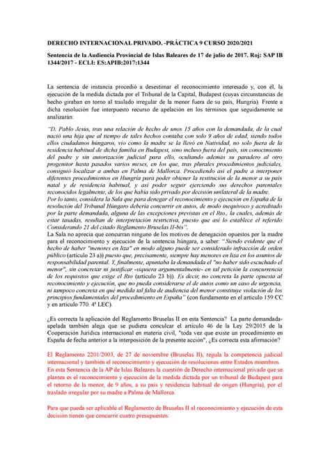 Práctica 9 Curso 2020 2021 Corregida DERECHO INTERNACIONAL PRIVADO