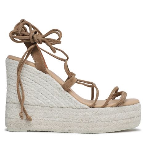 Espadryle Manebi Soft Suede Lace Up Wedge Espadrilles L 8 7 WA Tobacco