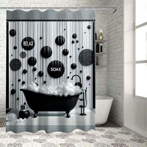 Dvbnli Funny Bathroom Rules Shower Curtain Cute Relax Soak Unwind Quote