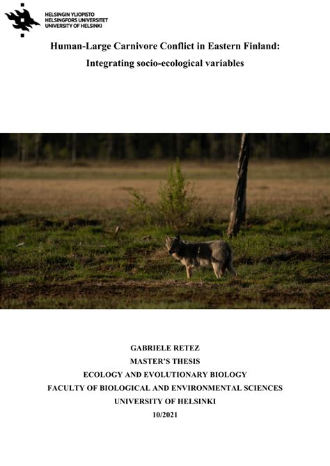 Pdf Human Large Carnivore Conflict In Eastern Finland Integrating Socio Ecological Variables