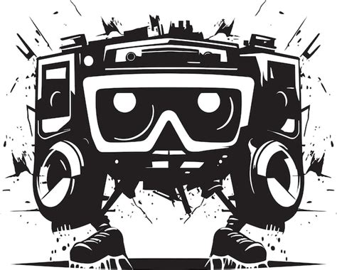 Premium Vector Funky Flashback Black Boombox Symbol Sonic Sync Vector