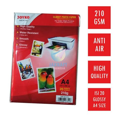 Kertas Foto A Tebal Joyko Gr Gsm Gram Coral Glossy Photo Paper