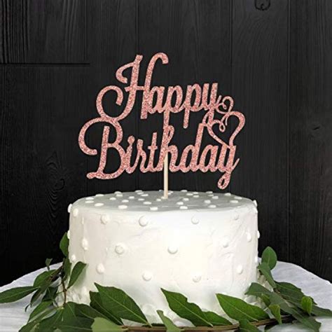 Rose Gold Glitter Happy Birthday Cake Topper Birthday Party