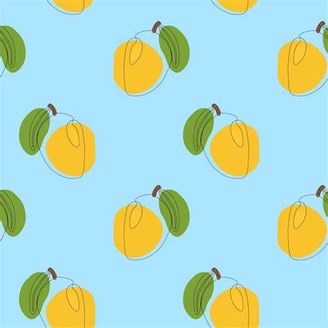 Premium Vector Seamless Pattern With Mango On Blue Background