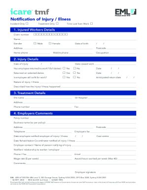 Fillable Online Employer S First Report Of Work Related Injury Illness