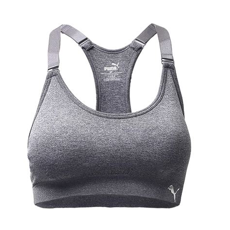 Puma Womens Seamless Sports Bra With Removable Cups 2 Pack Grey Pink Black Ebay