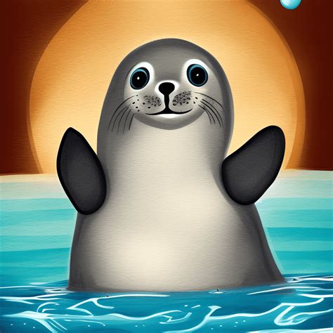 Cute Fluffy Baby Seal with Dreamy Eyes Playing · Creative Fabrica