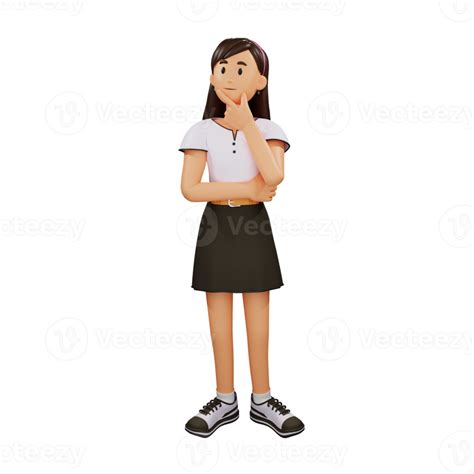 Niña Pensando Ilustración De Personaje 3d 11344324 Png