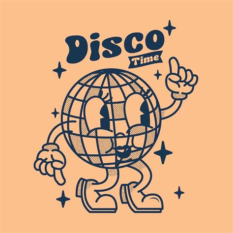 Premium Vector Groovy Retro Mascot Disco Ball Disco Time Character