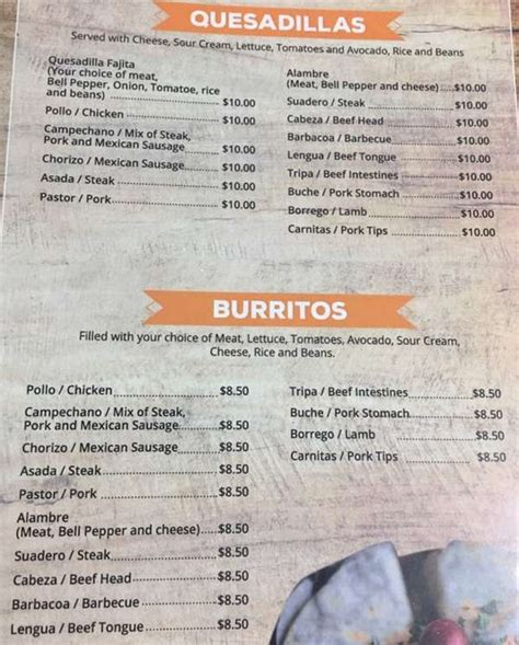 Los Gallos Taqueria & Birria Menu, Conway, AR