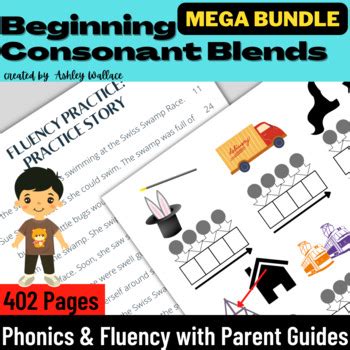 1st Grade Beginning Consonant Blends Phonics Worksheets Fluency