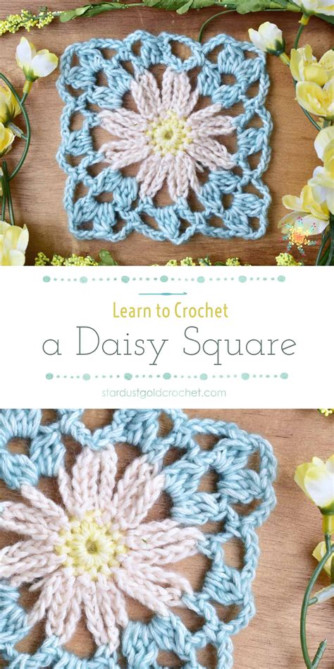 Crochet Daisy Granny Square Tutorial Stardust Gold Crochet