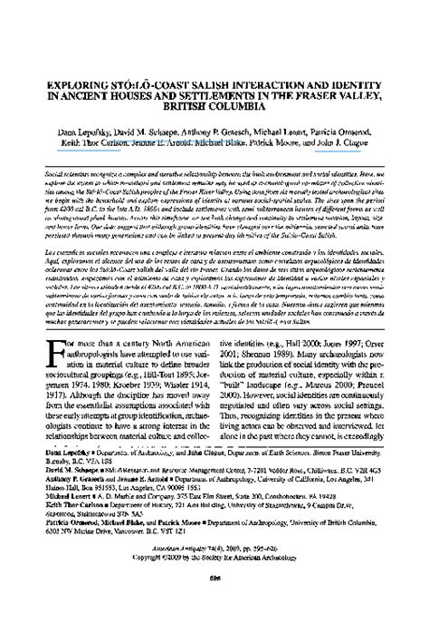 Pdf Exploring Stólō Coast Salish Interactions And Identity In