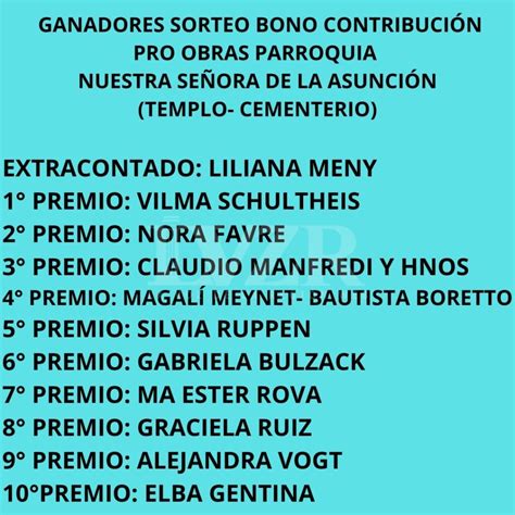 Ganadores Del Sorteo Del Bono Contribuci N De La Parroquia De San