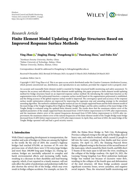 PDF Finite Element Model Updating Of Bridge Structures Based On