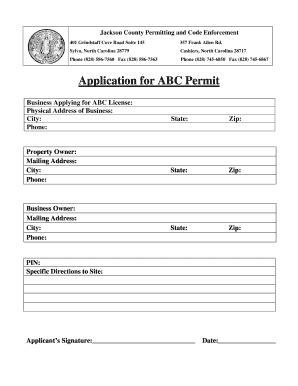 Fillable Online ABC Permit Application Jackson County Fax Email Print