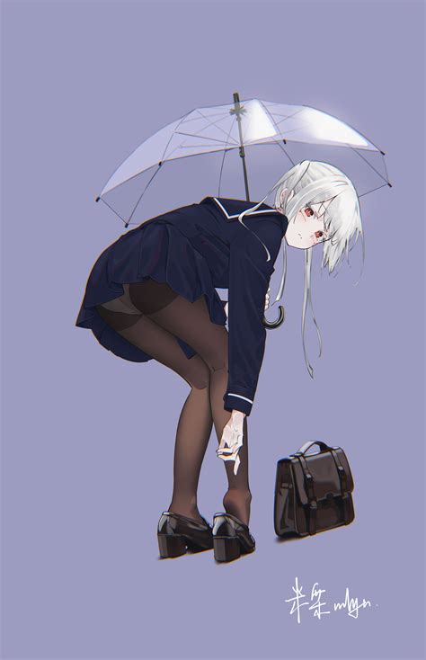 Safebooru 1girl Absurdres Artist Name Ass Bag Bangs Bent Over Black