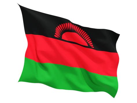 Fluttering flag. Illustration of flag of Malawi