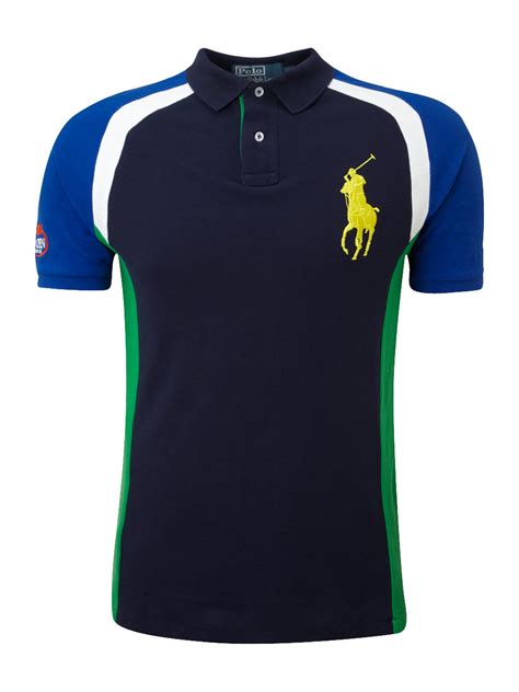 Polo Ralph Lauren Us Open Big Pony Back Printed Polo Shirt In Blue For