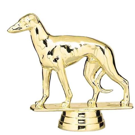 3 38 Greyhound Dog Tail Tucked Gold Trophy Figure Animal Trophy