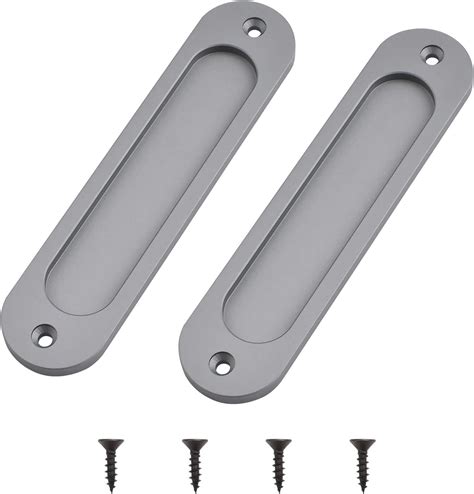 Morobor Oval Recessed Sliding Door Pulls Pcs Matte Gray Flush Pull